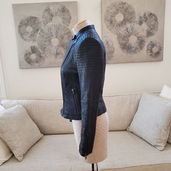 Cupcakes & Cashmere 100% Leather Shirley Moto Jacket size Small in Black - Picture 7 of 15